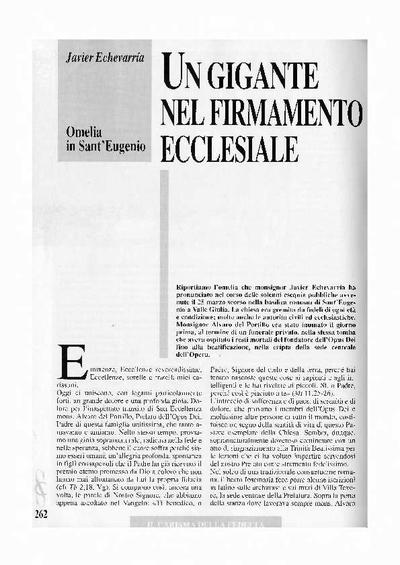 Un gigante nel firmamento ecclesiale. Omelia in Sant’Eugenio. [Journal Article]