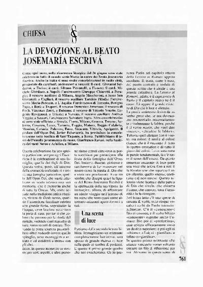La devozione al Beato Josemaría Escrivá. [Journal Article]