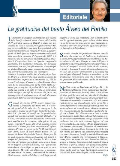 La gratitudine del beato Álvaro del Portillo. [Journal Article]