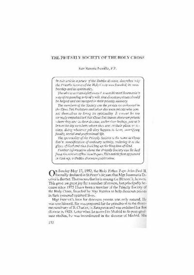 The Priestly Society of the Holy Cross. [Journal Article]