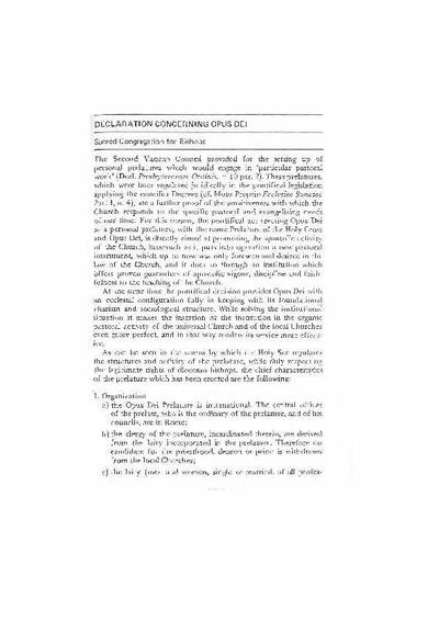 Declaration concerning Opus Dei. [Journal Article]
