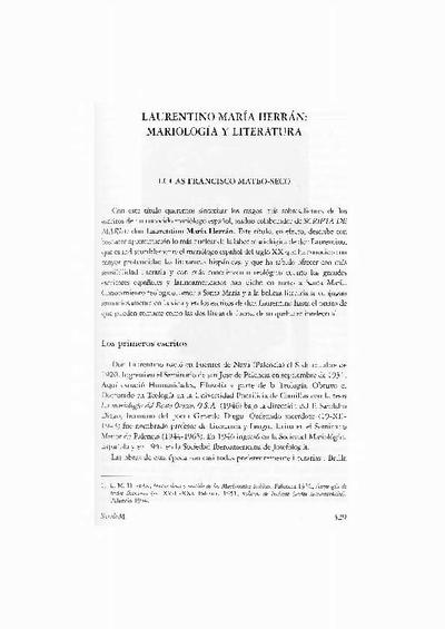 Laurentino María Herrán: mariología y literatura. [Journal Article]