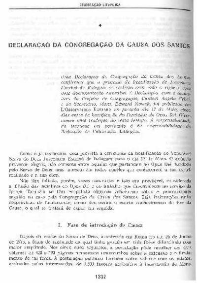 Declaração da Congregação da Causa dos Santos. [Journal Article]