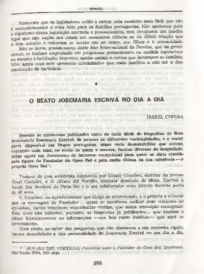 O Beato Josemaría Escrivá no dia a dia. [Journal Article]