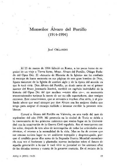 Monseñor Alvaro del Portillo, 1914-1994. [Artículo de revista]