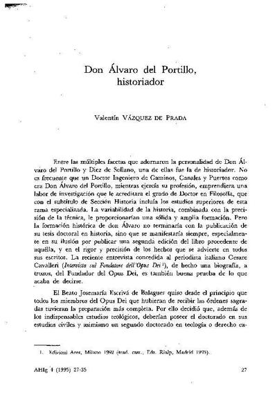 Don Álvaro del Portillo, historiador. [Journal Article]
