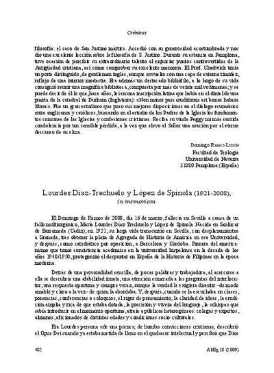 Lourdes Díaz-Trechuelo y López de Spínola (1921-2008), <i>In memoriam</i>. [Journal Article]