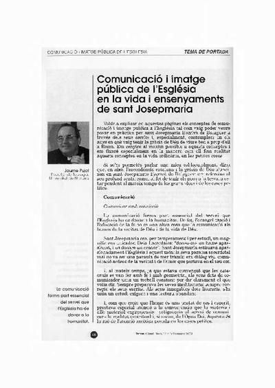 Comunicació i imatge pública de l’Església en la vida i ensenyaments de sant Josepmaria. [Journal Article]