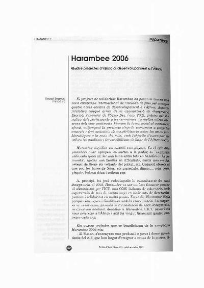 Harambee 2006: quatre projectes d’ajuda al desenvolupament a l’Africa. [Journal Article]