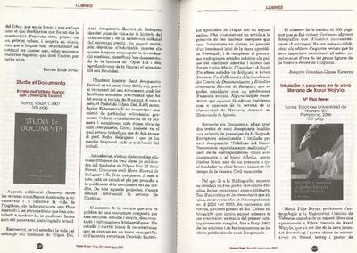 [Recensión sobre: Studia et Documenta: rivista dell’Istituto Storico San Josemaría Escrivá. Roma, I, 2007]. [Journal Article]