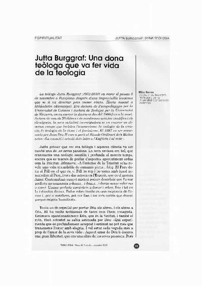 Jutta Burggraf: Una dona teóloga que va fer vida de la teología. [Journal Article]