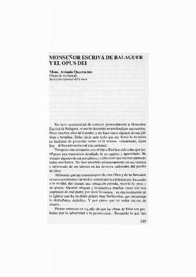 Monseñor Escrivá de Balaguer y el Opus Dei. [Book Section]