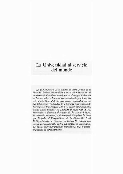 La Universidad al servicio del mundo. [Book Section]