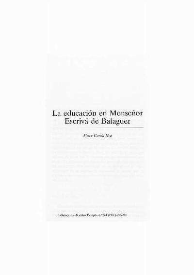 La educación en Monseñor Escrivá de Balaguer. [Book Section]