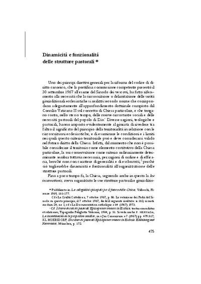 Dinamicità e funzionalità delle strutture pastorali. [Book Section]