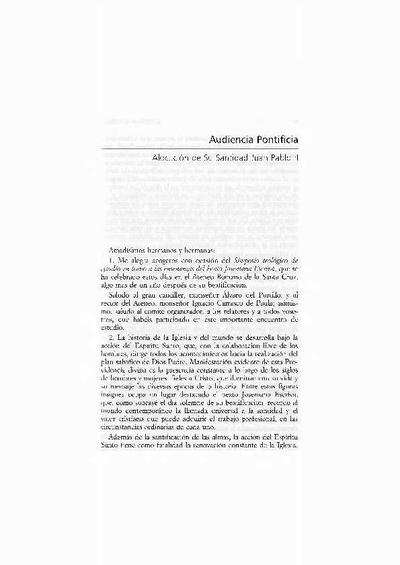 Audiencia pontificia. Alocución de Su Santidad Juan Pablo II. [Book Section]