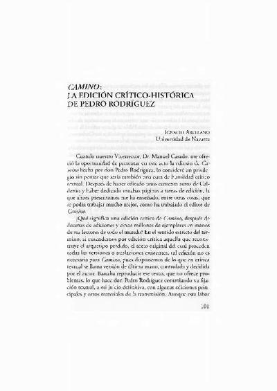 <i>Camino</i>: La edición crítico-histórica de Pedro Rodríguez. [Parte de un libro]