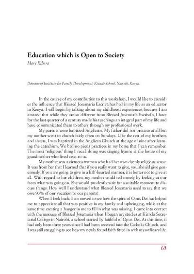 Education which is Open to Society. [Parte de un libro]
