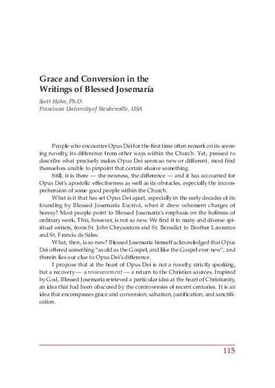 Grace and Conversion in the Writings of Blessed Josemaría. [Parte de un libro]