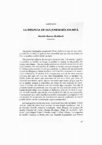 La infancia de san Josemaría Escrivá. [Book Section]