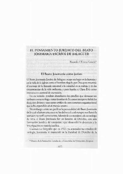 El pensamiento jurídico del beato Josemaría Escrivá de Balaguer. [Parte de un libro]