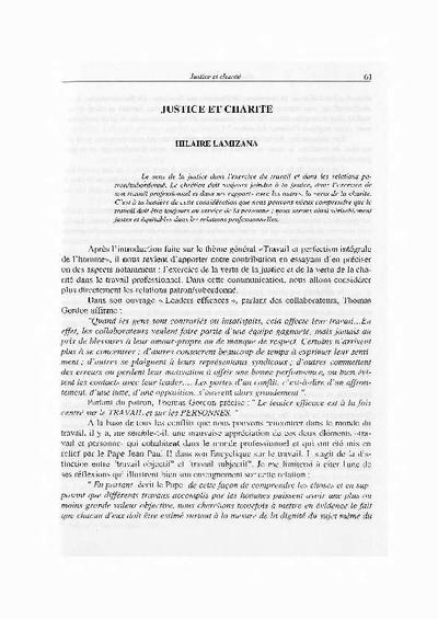 Justice et charite. [Book Section]