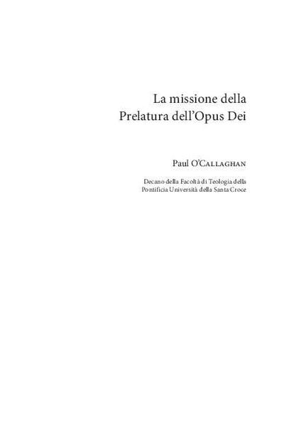 La missione della Prelatura dell’Opus Dei. [Book Section]