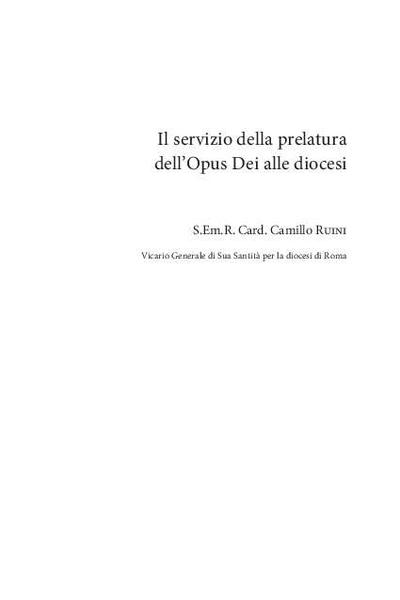 Il servizio della prelatura dell’Opus Dei alle diocesi. [Book Section]