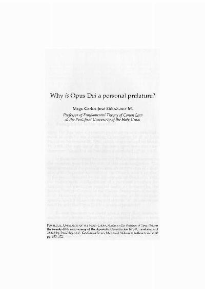 Why <i>is</i> Opus Dei a personal prelature? [Book Section]