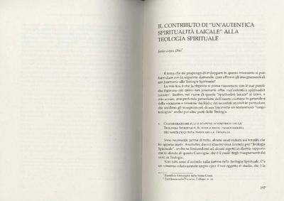 Il contributo di «un'autentica spiritualità laicale» alla teologia spirituale. [Book Section]