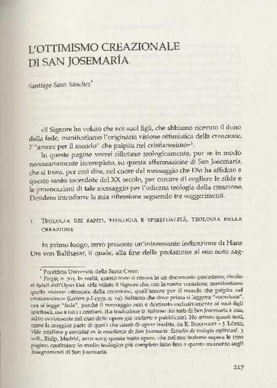 L'ottimismo creazionale di san Josemaría. [Book Section]