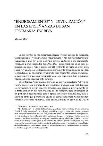 «Endiosamiento» y «Divinización» en las enseñanzas de san Josemaría Escrivá. [Book Section]