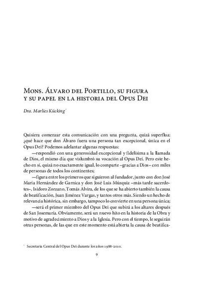 Mons. Álvaro del Portillo, su figura y su papel en la historia del Opus Dei. [Parte de un libro]
