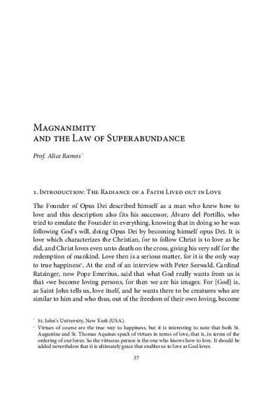 Magnanimity and the Law of Superabundance. [Book Section]