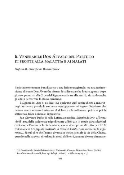 Il Venerabile don Álvaro del Portillo di fronte alla malattia e ai malati. [Book Section]