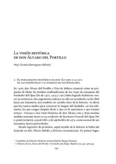 La visión histórica de don Álvaro del Portillo. [Book Section]
