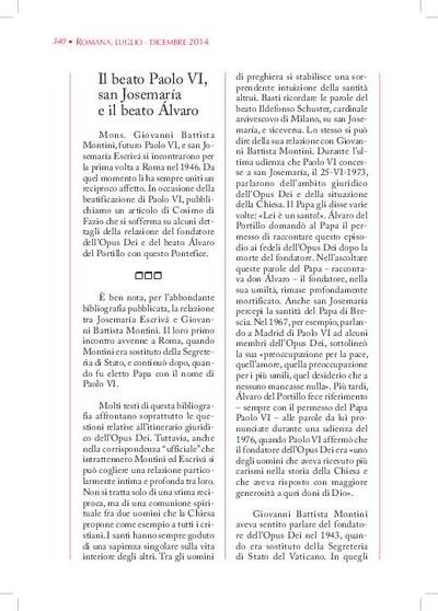 Il beato Paolo VI, san Josemaría e il beato Álvaro. [Journal Article]