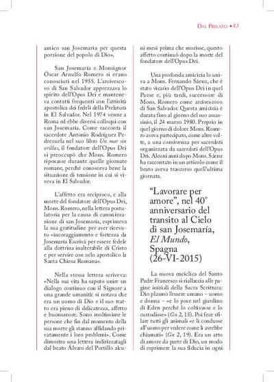 “Lavorare per amore”, nel 40° anniversario del transito al Cielo di san Josemaría, «El Mundo», Spagna (26-VI-2015). [Artículo de revista]
