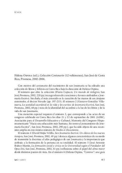 [Recensión sobre: Colección Centenario (12 volúmenes)]. [Journal Article]