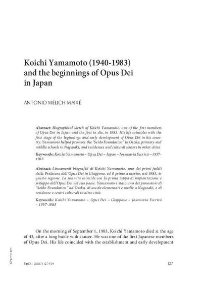 Koichi Yamamoto (1940-1983) and the beginnings of Opus Dei in Japan. [Artículo de revista]