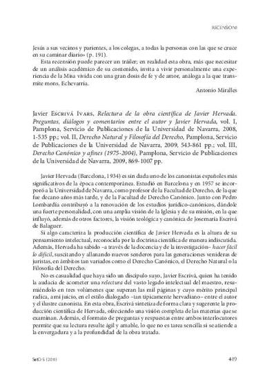 [Recensión sobre: Relectura de la obra científica de Javier Hervada I, II y III]. [Journal Article]