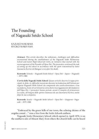 The Founding of Nagasaki Seido School. [Journal Article]