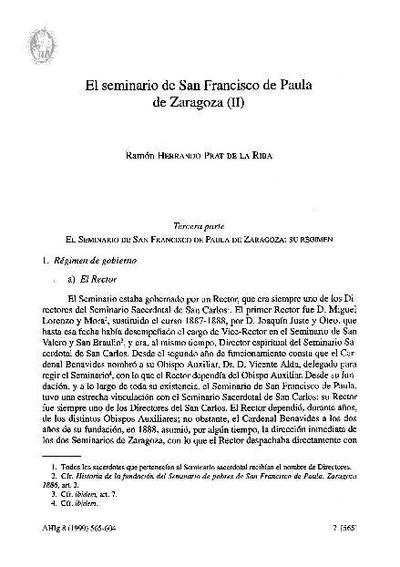 El Seminario de San Francisco de Paula de Zaragoza (y II). [Journal Article]
