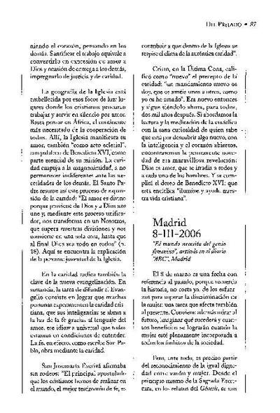 El mundo necesita del genio femenino, artículo en el diario «ABC», Madrid (8-III-2006). [Artículo de revista]