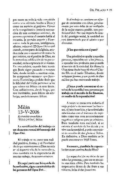 Entrevista concedida a «Il Sole 24 Ore», Milán (13-V-2006). [Journal Article]