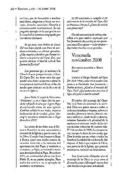 Entrevista concedida a «Entre líneas». Venezuela (noviembre 2008). [Journal Article]