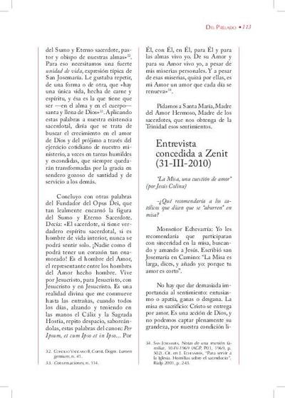 La Misa, una cuestión de amor (por Jesús Colina). Entrevista concedida a «Zenit» (31-III-2010). [Journal Article]