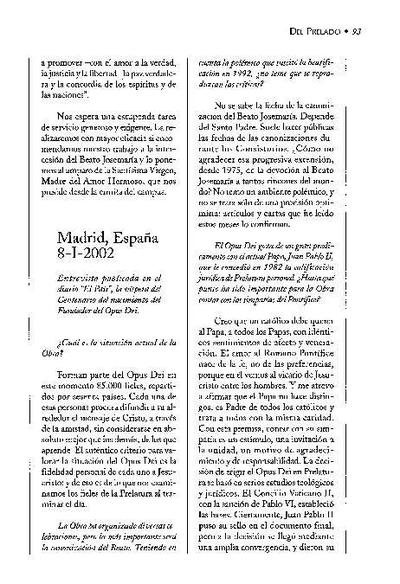 Entrevista publicada en el diario «El País», Madrid, España (8-I-2002). [Journal Article]