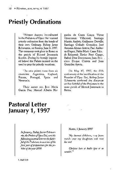 Pastoral Letter (January, 1997). [Artículo de revista]