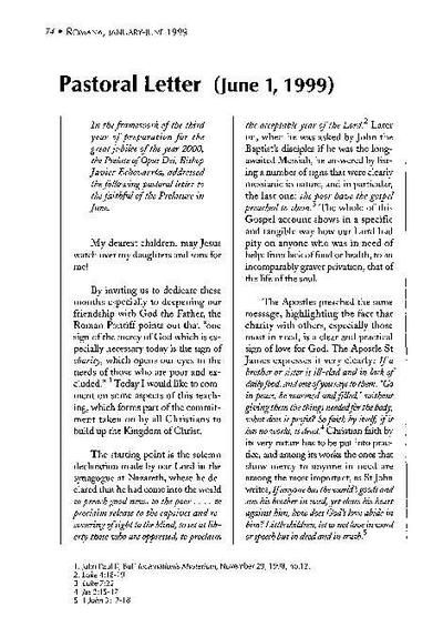 Pastoral Letter (June, 1999). [Artículo de revista]